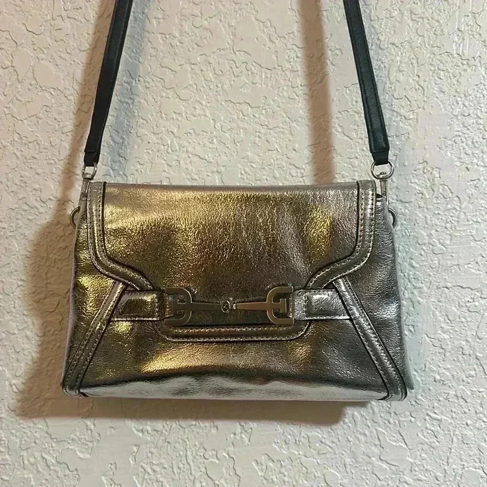 Chic Sam Edelman Black and Silver Studded Crossbody Reversible Handbag - Picture 7 of 7